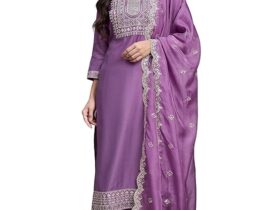 Embroidered Straight Kurta and Pant Set with Dupatta